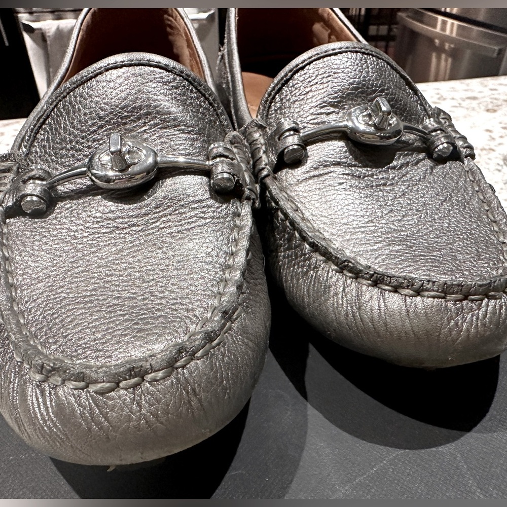 Coach Arlene leather loafers silver 9.5M